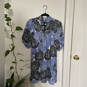 Banana republic blue silk floral dress